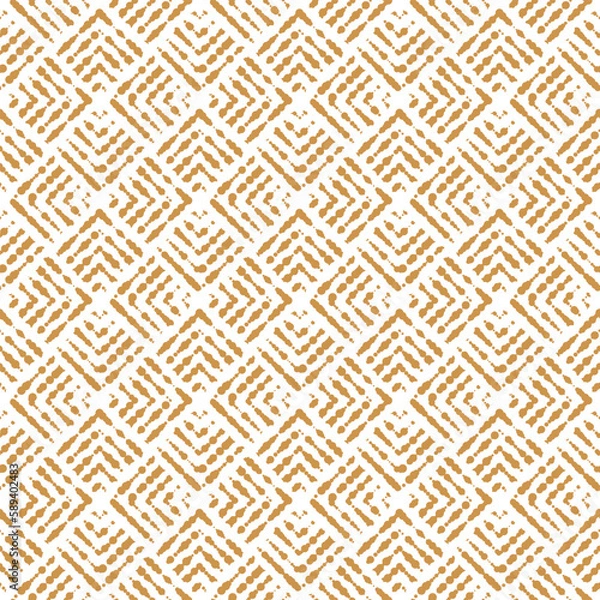 Fototapeta Abstract geometric pattern. A seamless vector background. White and gold ornament. Graphic modern pattern. Simple lattice graphic design