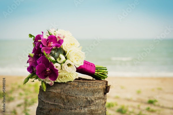 Obraz Букет невесты на фоне моря