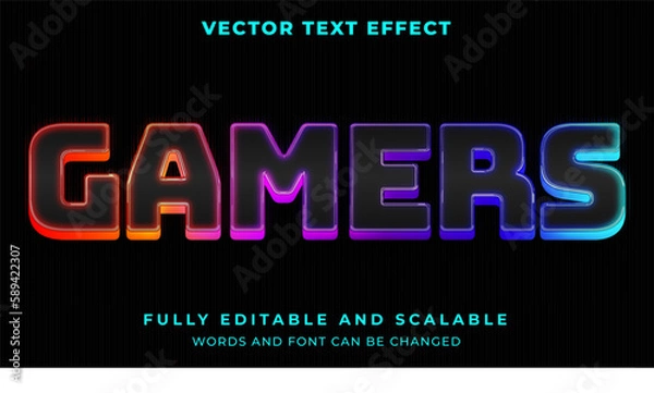 Fototapeta gamers neon glow graphic style editable text effect
