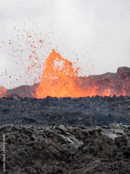 Fototapeta Volcano eruption  in Mt. Fagradalsfjall August 2022
