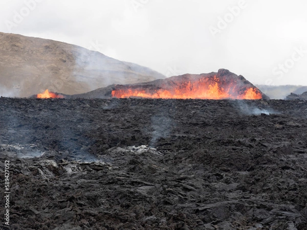 Fototapeta Volcano eruption  in Mt. Fagradalsfjall August 2022
