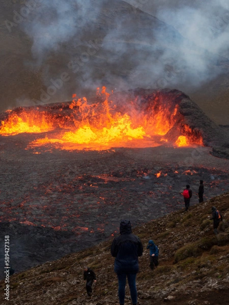 Fototapeta Volcano eruption  in Mt. Fagradalsfjall August 2022
