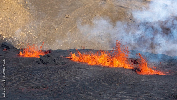 Fototapeta Volcano eruption  in Mt. Fagradalsfjall August 2022
