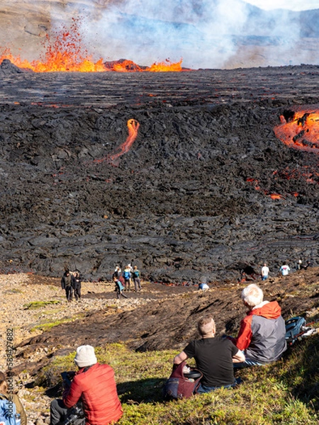 Fototapeta Volcano eruption  in Mt. Fagradalsfjall August 2022
