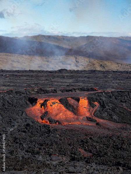Fototapeta Volcano eruption  in Mt. Fagradalsfjall August 2022
