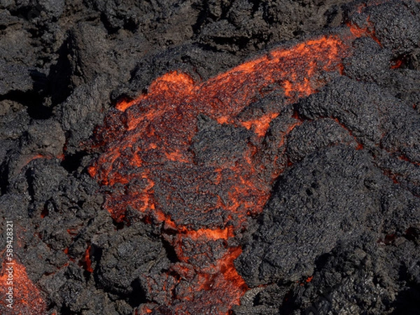 Fototapeta Volcano eruption  in Mt. Fagradalsfjall August 2022
