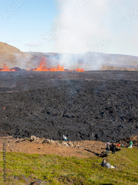 Fototapeta Volcano eruption  in Mt. Fagradalsfjall August 2022
