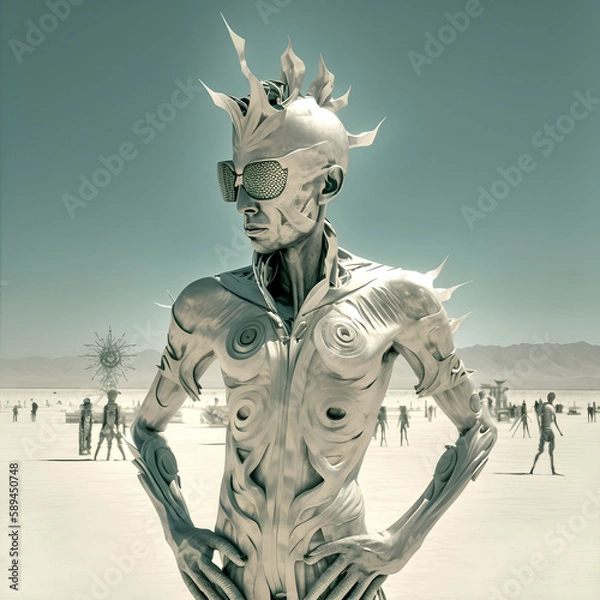 Fototapeta Futuristic Desert Festival with Surreal Atmosphere and Bright Daylight, Generative AI