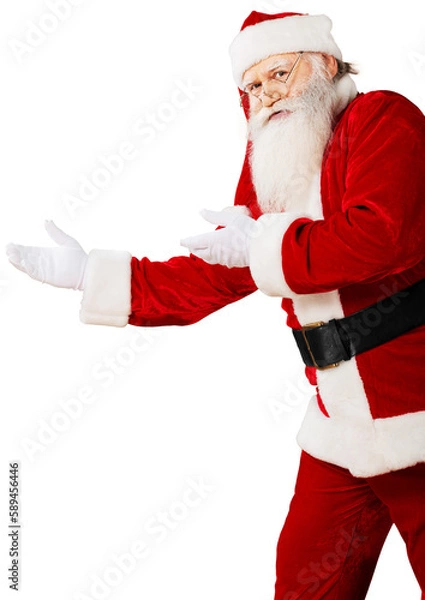 Fototapeta Portrait of smiling santa claus on white background