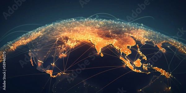 Fototapeta Communication technology for businesses operate and interact with customers. Communicate with customers in real-time, send automated messages, and provide personalized services. generative ai.