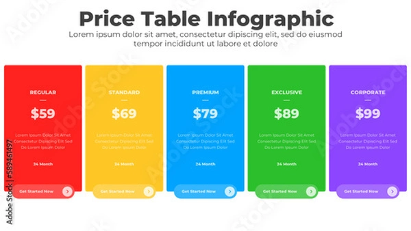 Obraz Vector comparison pricing table list for comparing price and product plan chart