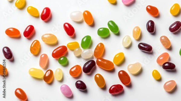 Fototapeta Colorful jellybeans on white background