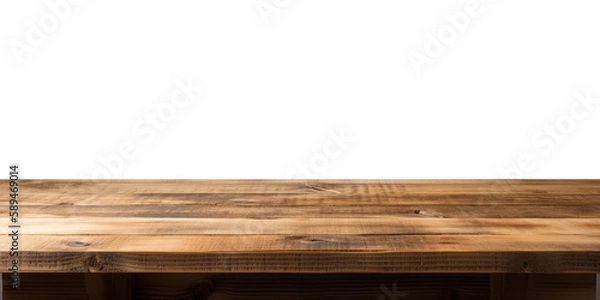 Obraz A blank empty wooden table top for product placement. Generative ai