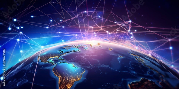 Fototapeta Communication technology for businesses operate and interact with customers. Communicate with customers in real-time, send automated messages, and provide personalized services. generative ai.