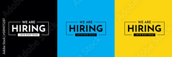 Fototapeta We are hiring design vector for vacant sign Job hiring poster, social media, banner, flyer and Recruitment Poster.