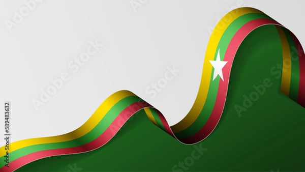 Obraz Myanmar ribbon flag background.