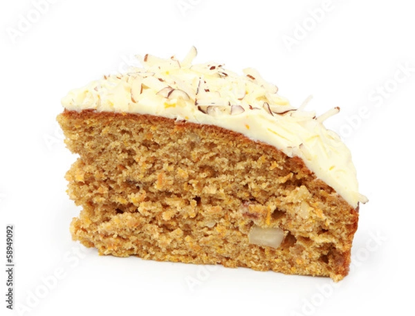 Obraz piece of carrot cake isolated on white