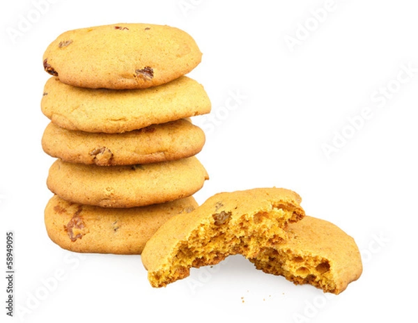 Obraz isolated pumpkin cookie with raisins