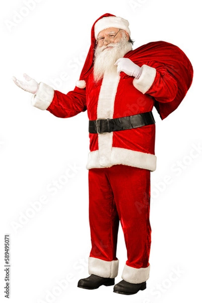 Fototapeta Portrait of smiling santa claus on white background
