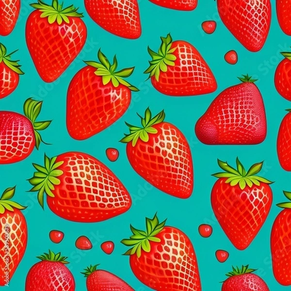 Obraz Muitos morangos a visão superior de comida saudável de design plano