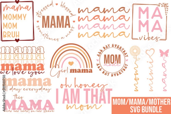 Fototapeta retro mother's day svg bundle