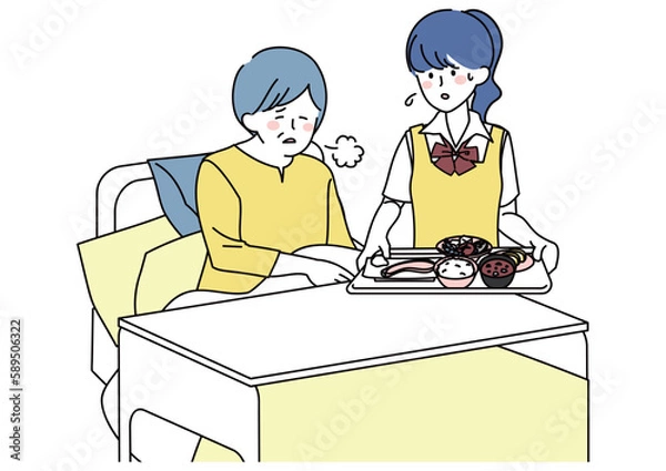 Obraz 料理を運ぶ女子高校生