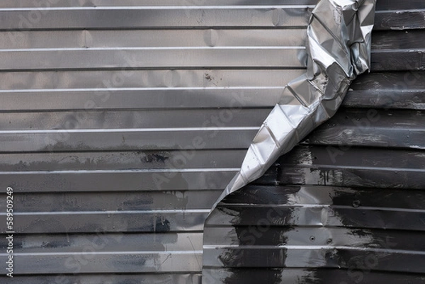 Obraz Dirty corrugated metal crumpled fence