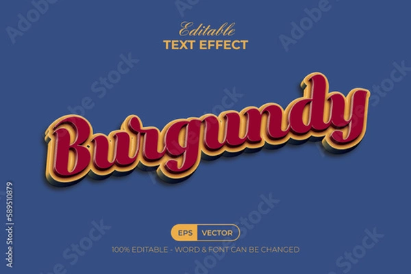 Obraz Burgundy text effect style. Editable text effect.