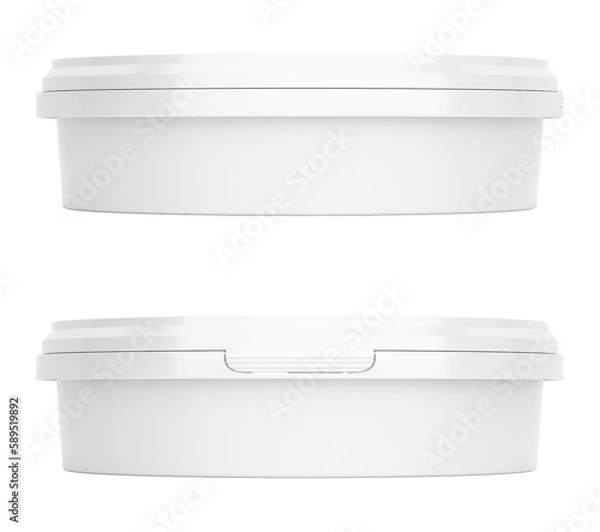 Fototapeta White 0,5l plastic paint can / bucket / container with no label, Mockup whitout background.	