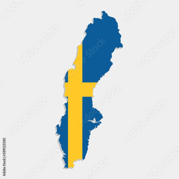 Obraz sweden map with flag on gray background