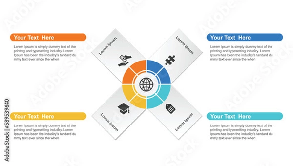 Fototapeta business infographics design template with icons and 4 options or steps. flow chart.