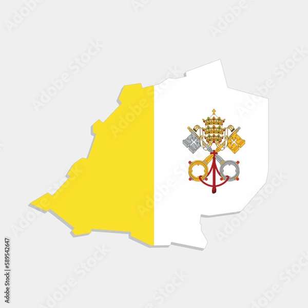 Obraz vatican city map with flag on gray background