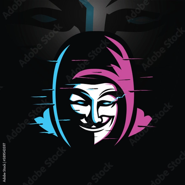 Fototapeta Hacker mascot for sports and esports logo. Anonymous E-sports Gaming vector. Hacker Face Musk vector logo. Hoodie Vector logo