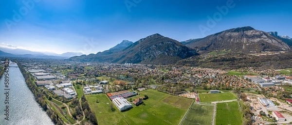 Fototapeta Sassenage vue de drone, Isère, Auvergne-Rhône-Alpes, France