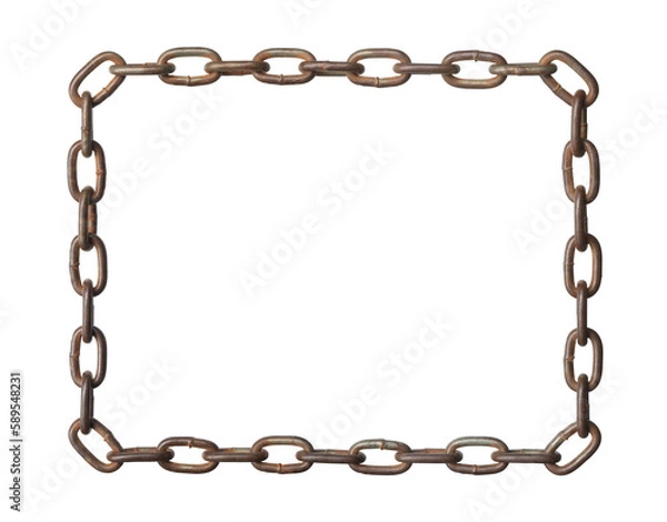 Obraz Rusty chain square (with clipping path) isolated on white background