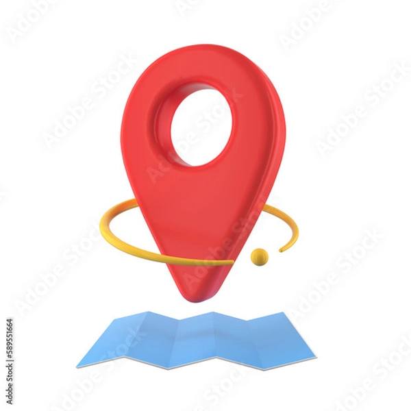 Fototapeta location map pin with marker web contact icon concept isolated on transparent background. illustration 3d render