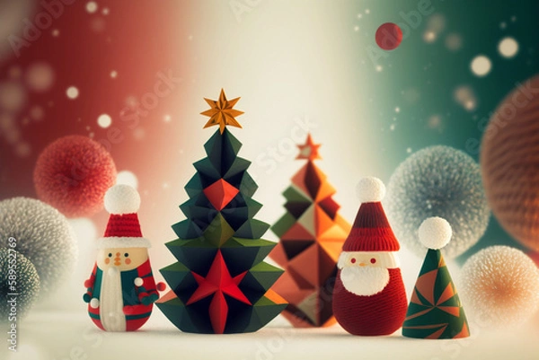 Obraz christmas tree and snowman