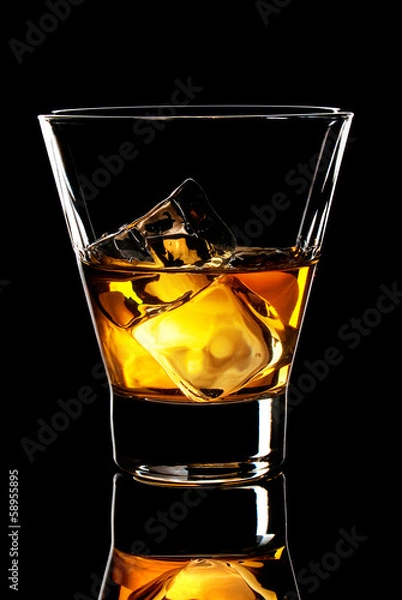 Obraz Whiskey glass with ice cubes