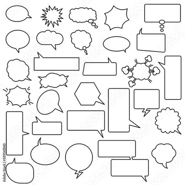 Obraz Comic book speech bubble set in black and white color