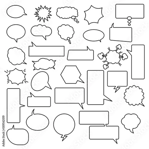 Obraz Comic book speech bubble set in black and white color