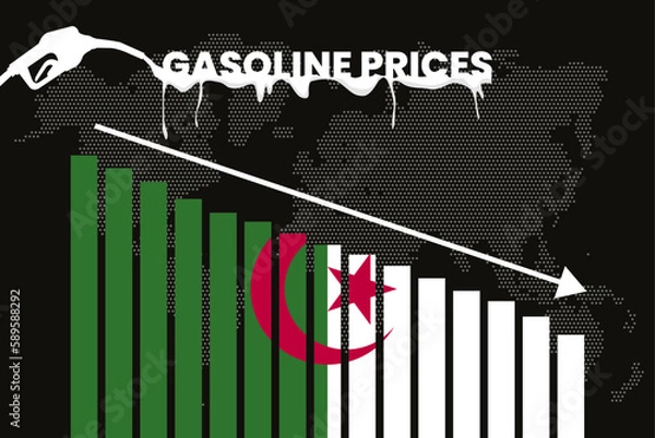 Fototapeta Decreasing of gasoline price in Algeria change and volatility in fuel prices