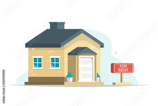 Fototapeta House for rent on isolated background, Vector illustration.
