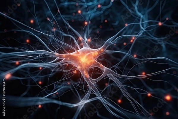 Obraz The environment of the nervous system, the nerve cell. Generative AI.
