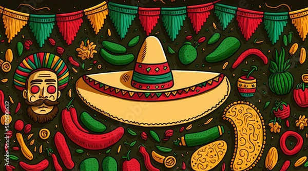 Fototapeta Cinco de mayo holiday background with copy space for text generative ai