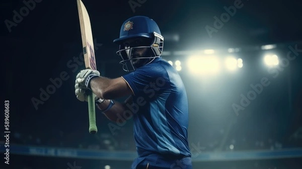 Fototapeta Batsmen after playing a shot. Generative AI.