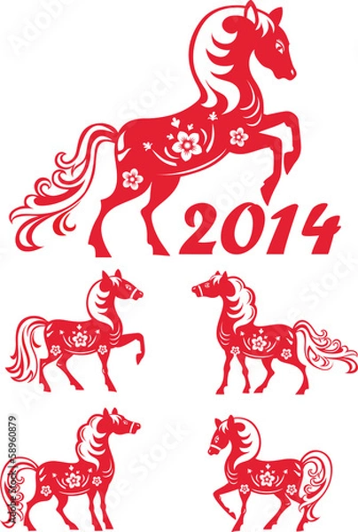 Obraz Horse zodiac symbol of 2014 year. Set