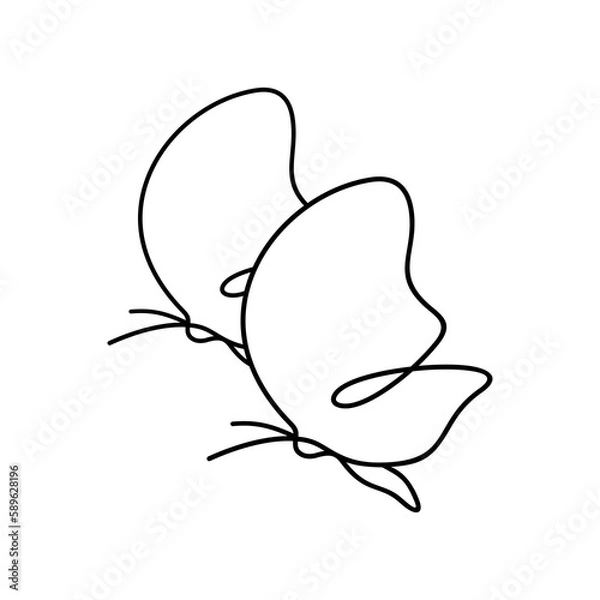 Fototapeta Linear silhouette of a butterfly