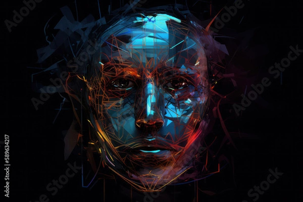 Obraz Geometric Abstract AI-Inspired Human Face