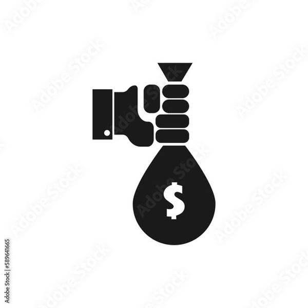 Obraz Hand holding money bag icon vector