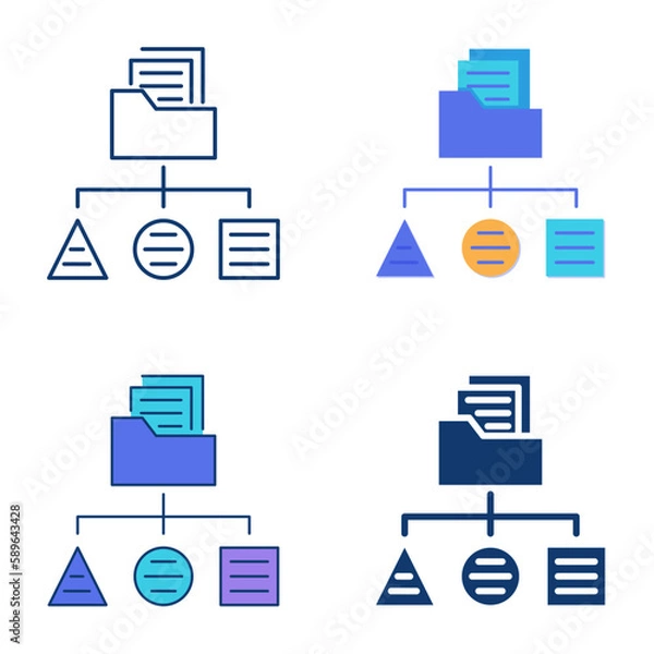 Fototapeta Data classification icon set in flat and line style
